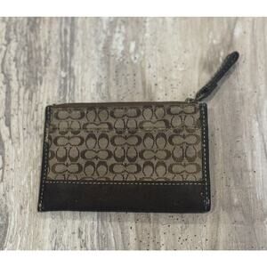 Vintage Coach Leatherworks Coin Pouch Brown Signature Print